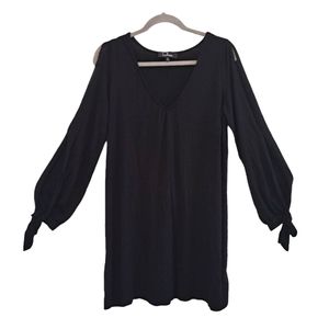 Lulu's Black V-Neck Slit Tie Sleeve Dress Size XL